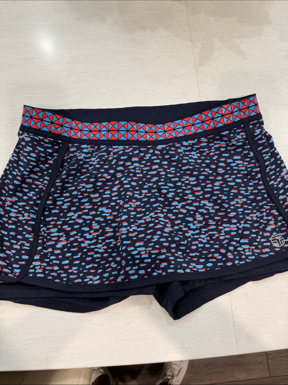 Tori burch tori sport Women's Navy Active run Skort with Pink & Blue Print
